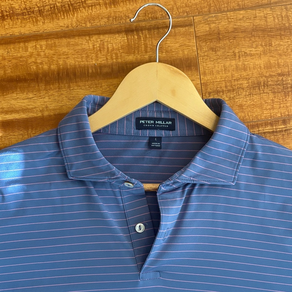 Peter Millar Blue Striped Polo Shirt